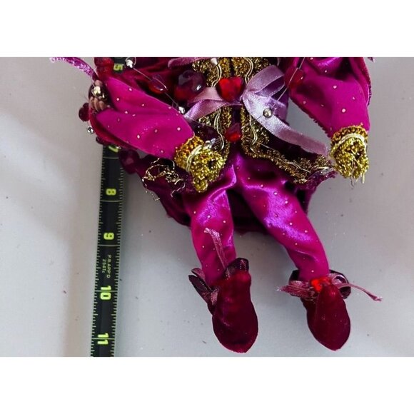 Mark Roberts Collectible Fairy Elf Doll Red Pink Velvet Glittering Hearts Roses - Picture 11 of 11